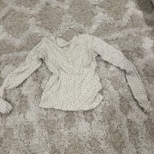 Brandy Melville Cream Floral Long Sleeve Top